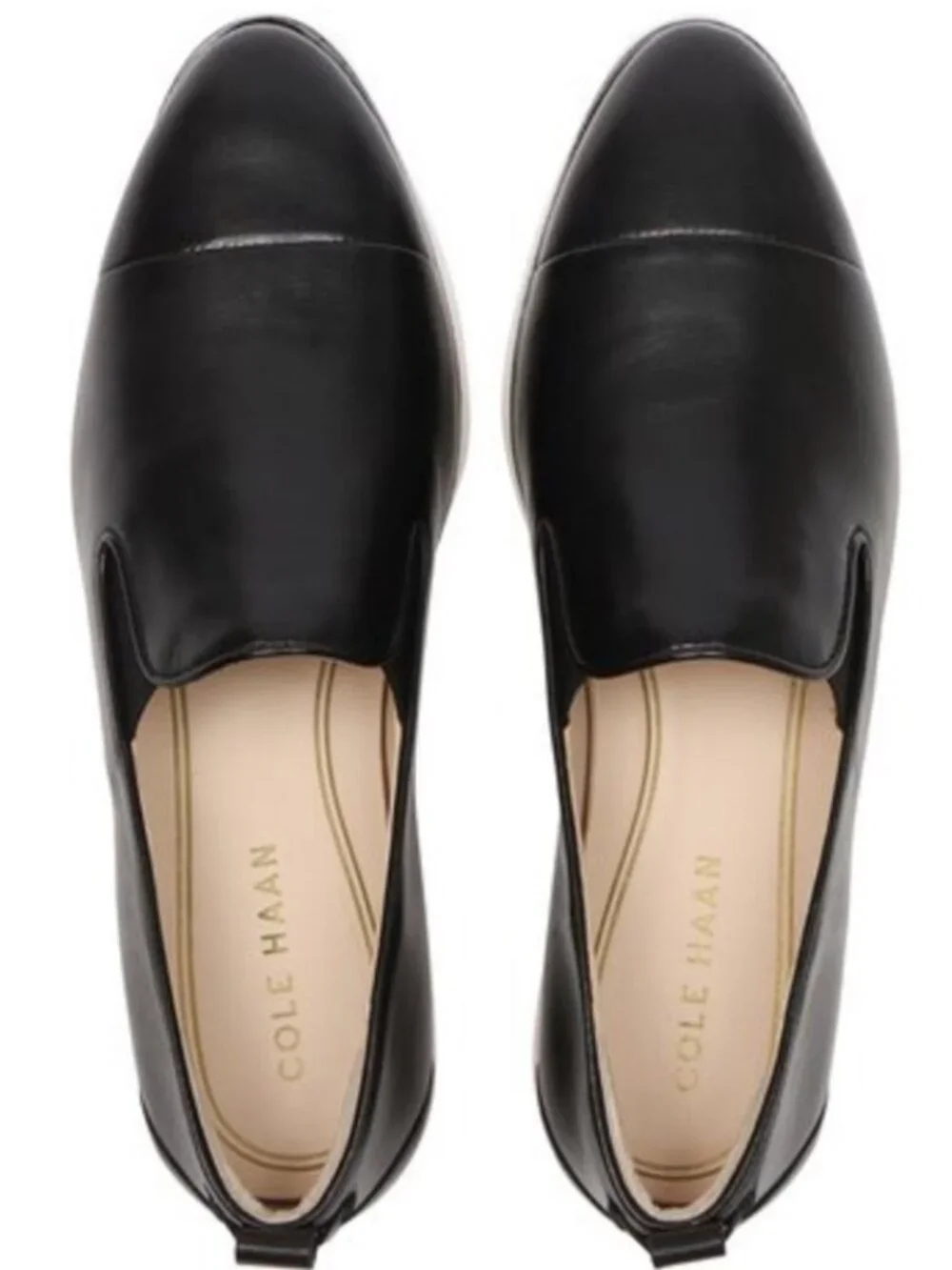 Cole Haan SZ 9 Black Leather Slip On Preppy Old $ Minimalist Comfort Timeless